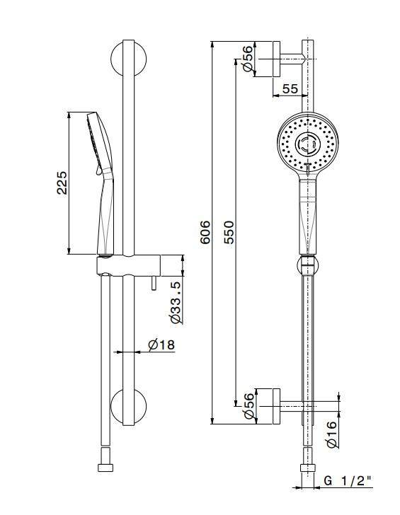 Душевая стойка OLE c лейкой и шлангом, хром Душевая стойка OLE c лейкой и шлангом, хром