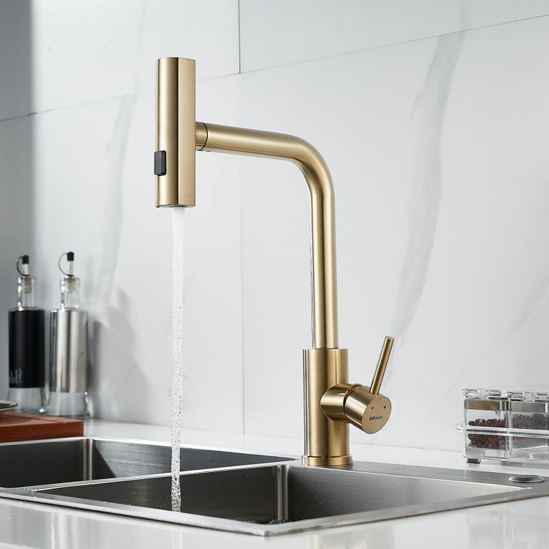 Смеситель для кухни с выдвижной лейкой Shevanik S263 S263G Смеситель для кухни с выдвижной лейкой Shevanik S263 S263G