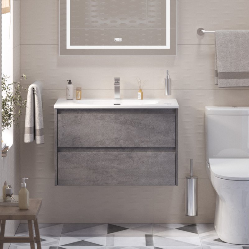 Тумба с раковиной подвесная BelBagno KRAFT 39-80 Pino Pasadena, раковина белая Тумба с раковиной подвесная BelBagno KRAFT 39-80 Pino Pasadena, раковина белая