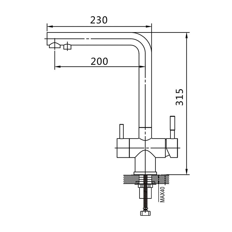 Смеситель для кухни со встроенным фильтром (краном) под питьевую воду Shevanik S468 S468B Смеситель для кухни со встроенным фильтром (краном) под питьевую воду Shevanik S468 S468B