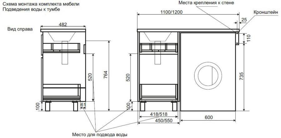 Тумба с раковиной напольная Creto Cafor White 120 правосторонняя Тумба с раковиной напольная Creto Cafor White 120 правосторонняя
