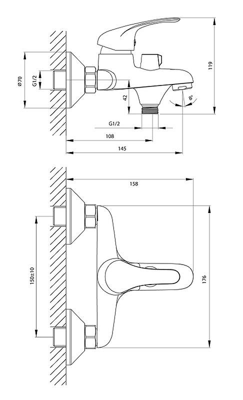 Смеситель Rossinka A35-30 для ванны Смеситель Rossinka A35-30 для ванны