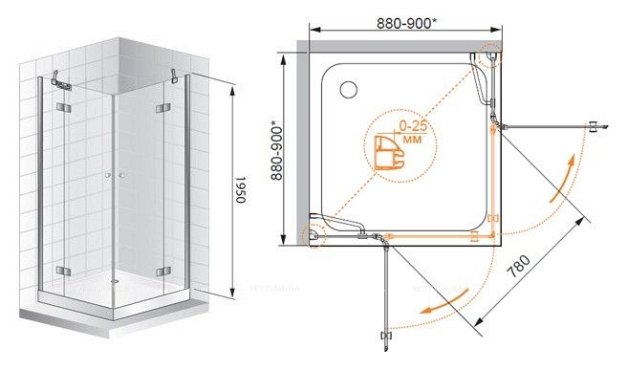 VERONA-W-A-2-120-C-Cr Душевой уголок VERONA-W-A-2-120-C-Cr Душевой уголок