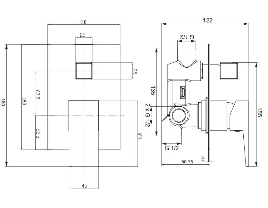 Смеситель для душа скрытого монтажа OMNIRES FRESH FR7135CR (хром) Смеситель для душа скрытого монтажа OMNIRES FRESH FR7135CR (хром)