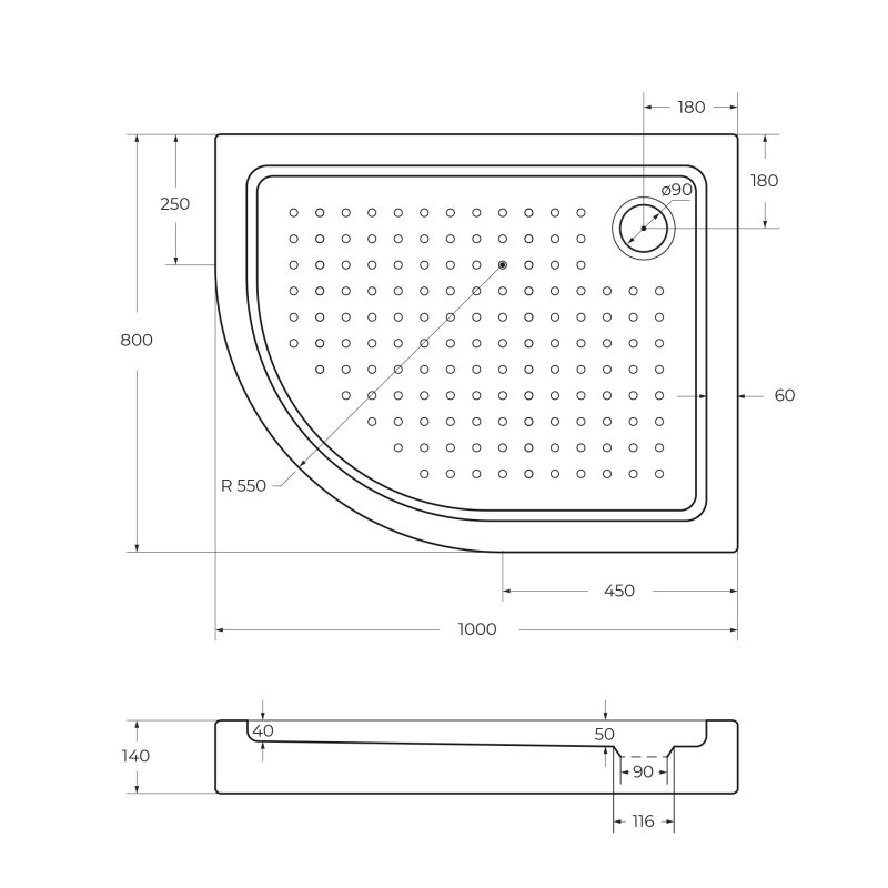 Акриловый поддон CEZARES TRAY-A-RH-100/80-550-15-W-R Акриловый поддон CEZARES TRAY-A-RH-100/80-550-15-W-R