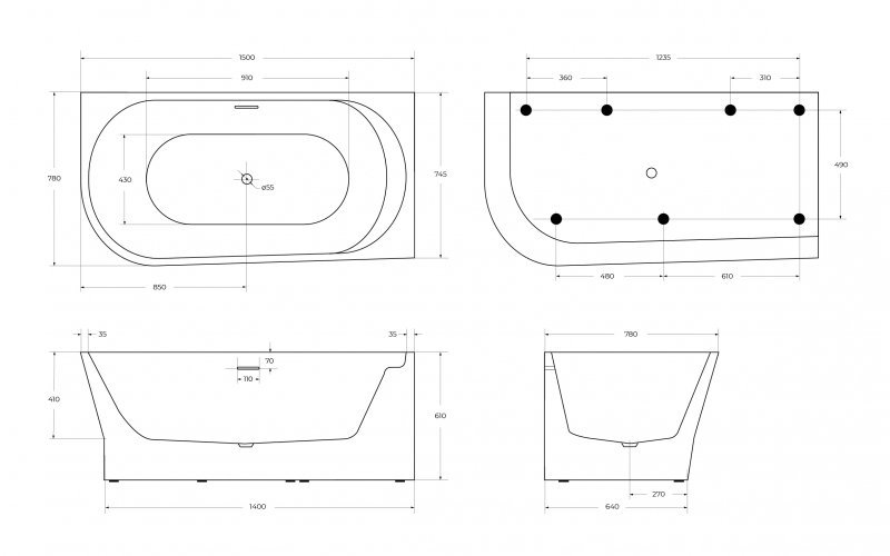 Акриловая ванна BELBAGNO BB410-1700-780-L Акриловая ванна BELBAGNO BB410-1700-780-L
