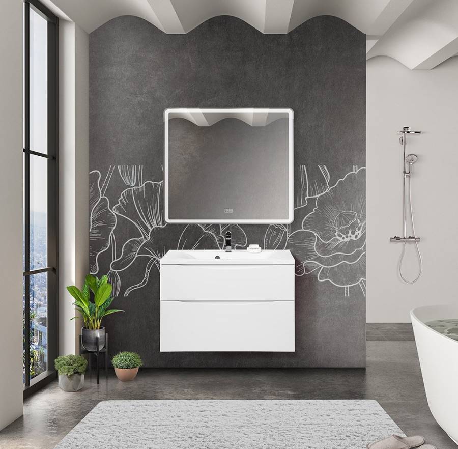 Тумба с раковиной подвесная BelBagno MARINO-H60 80 Rovere Nature, раковина белая Тумба с раковиной подвесная BelBagno MARINO-H60 80 Rovere Nature, раковина белая
