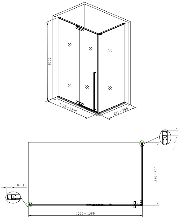 Душевой уголок Allen Brau Fantasy 160x90 3.11005-00 хром Душевой уголок Allen Brau Fantasy 160x90 3.11005-00 хром
