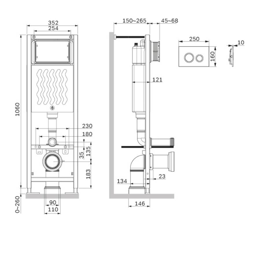 I012711.0151 ErgoFit инсталляция для подвесного унитаза с клавишей ErgoFit L пластик, хром глянец. I012711.0151 ErgoFit инсталляция для подвесного унитаза с клавишей ErgoFit L пластик, хром глянец.