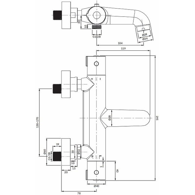 Смеситель для ванны термостатический OMNIRES Y Y1236_NCR (хром) Смеситель для ванны термостатический OMNIRES Y Y1236_NCR (хром)