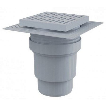 Сливной трап 150×150/110 мм прямой сток, решетка серая, воротник изоляции 2–го уровня, гидрозатвор мокрый  Сливной трап 150×150/110 мм прямой сток, решетка серая, воротник изоляции 2–го уровня, гидрозатвор мокрый