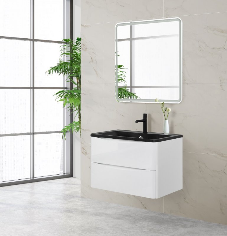 Тумба с раковиной подвесная  BelBagno ACQUA 80 Bianco Lucido, раковина белая Тумба с раковиной подвесная  BelBagno ACQUA 80 Bianco Lucido, раковина белая
