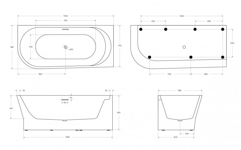 Акриловая ванна BELBAGNO BB410-1700-780-L Акриловая ванна BELBAGNO BB410-1700-780-L