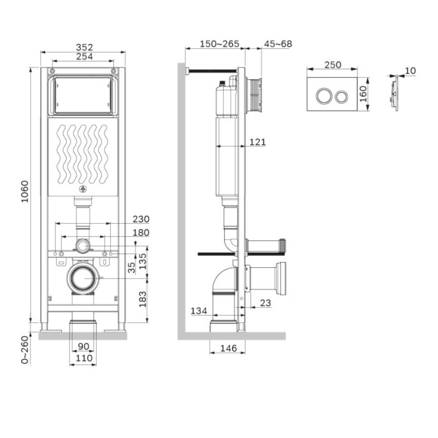 I012711.0101 ErgoFit инсталляция для подвесного унитаза с клавишей ErgoFit L пластик, белый глянец.евый I012711.0101 ErgoFit инсталляция для подвесного унитаза с клавишей ErgoFit L пластик, белый глянец.евый