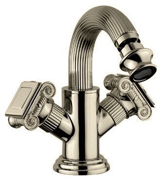 OLIMP-BS2-03/24-Sw Смеситель на биде с донным клапаном, ,золото, ручки swarowski