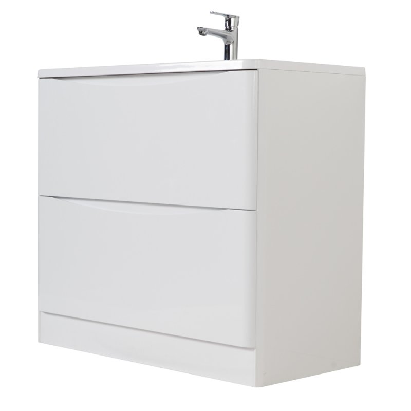 Тумба с раковиной напольная  BelBagno ACQUA 90 Bianco Lucido, раковина белая Тумба с раковиной напольная  BelBagno ACQUA 90 Bianco Lucido, раковина белая