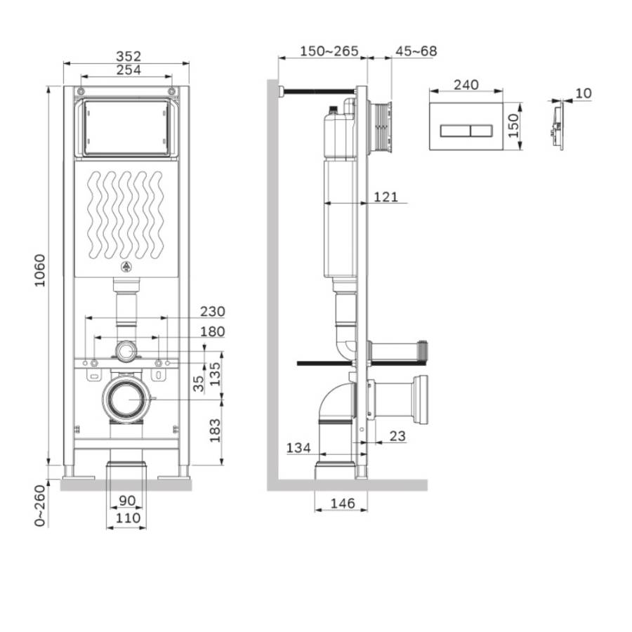 I012711.0351 ErgoFit инсталляция для подвесного унитаза с клавишей ErgoFit M пластик, хром глянец. I012711.0351 ErgoFit инсталляция для подвесного унитаза с клавишей ErgoFit M пластик, хром глянец.