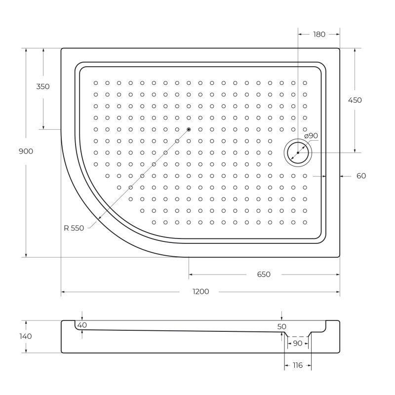 Акриловый поддон CEZARES TRAY-A-RH-100/80-550-15-W-R Акриловый поддон CEZARES TRAY-A-RH-100/80-550-15-W-R