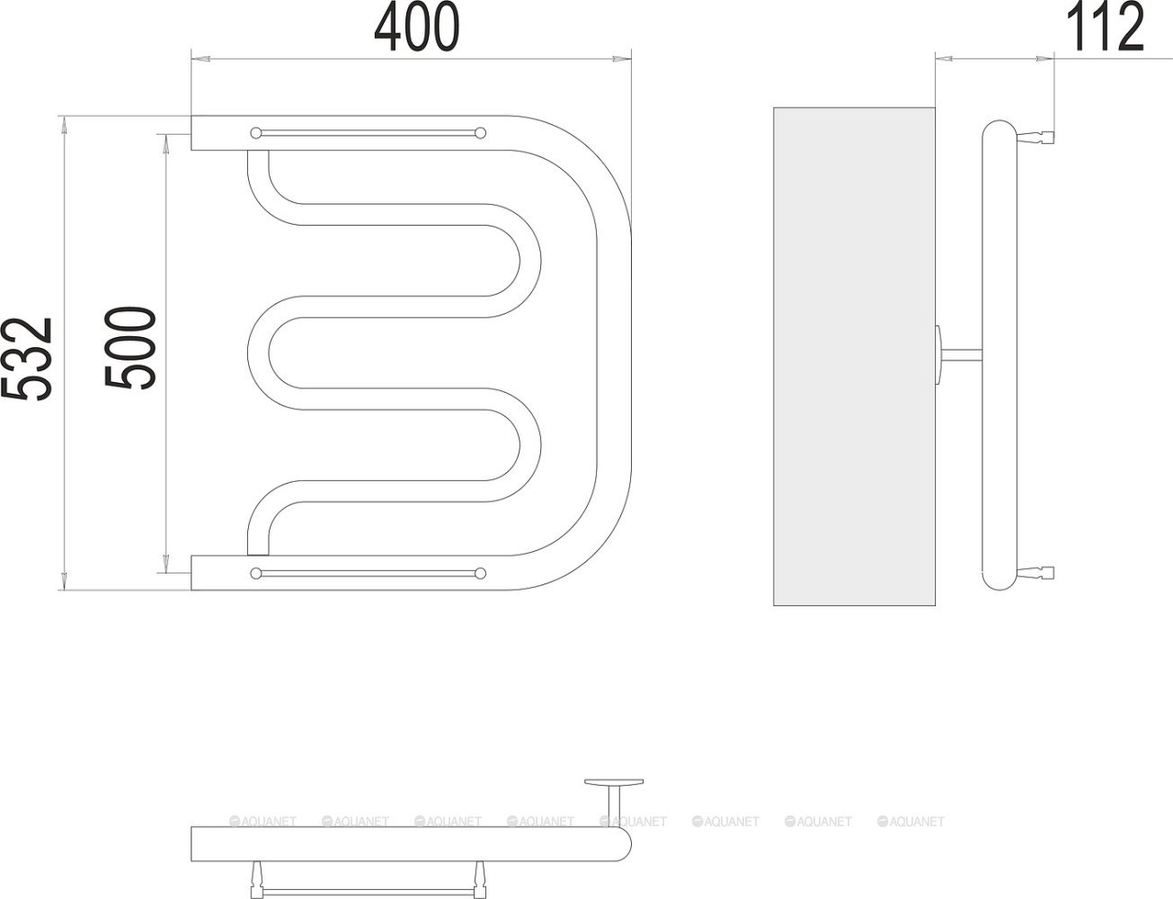 Полотенцесушитель Terminus Фокстрот (1")500х400 Полотенцесушитель Terminus Фокстрот (1")500х400