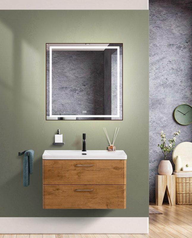 Тумба с раковиной подвесная BelBagno DUE 80 Rovere Nature, раковина белая Тумба с раковиной подвесная BelBagno DUE 80 Rovere Nature, раковина белая