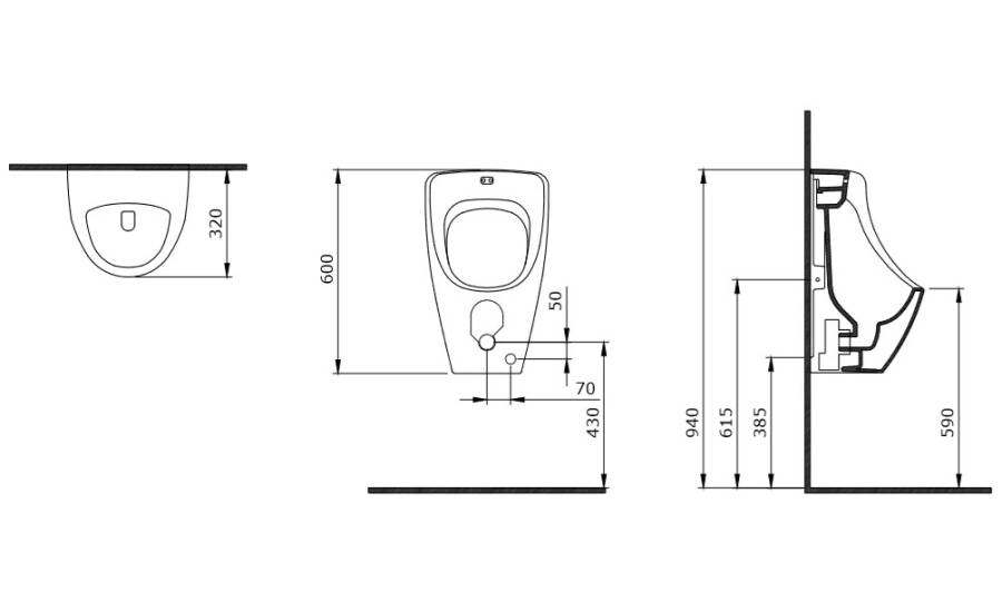 Писсуар подвесной Bocchi Taormina Arch скрытый подвод воды 1383-004-0131 матовый черный Писсуар подвесной Bocchi Taormina Arch скрытый подвод воды 1383-004-0131 матовый черный