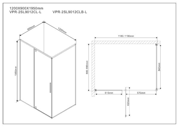 Душевой уголок Slim VPR-2SL9012CL-L, 1200*900, хром, стекло прозрачное, левый Душевой уголок Slim VPR-2SL9012CL-L, 1200*900, хром, стекло прозрачное, левый