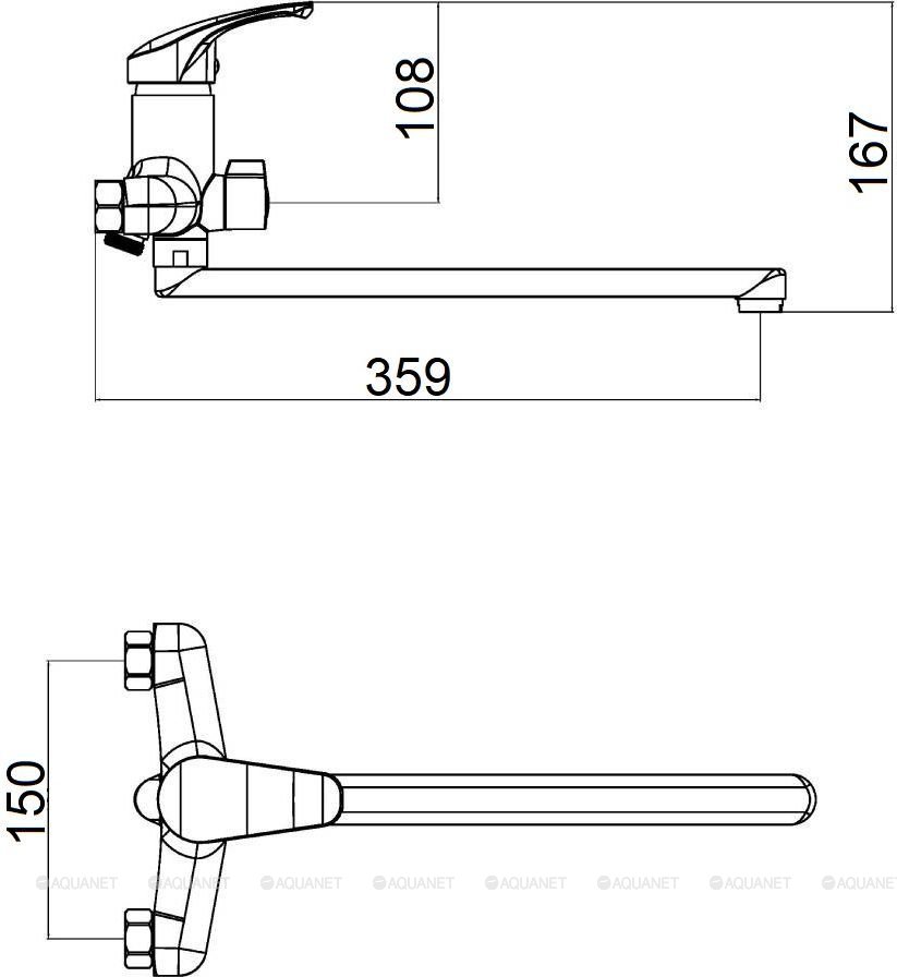 Смеситель для ванны OneLife P01-211cr полимерный Смеситель для ванны OneLife P01-211cr полимерный