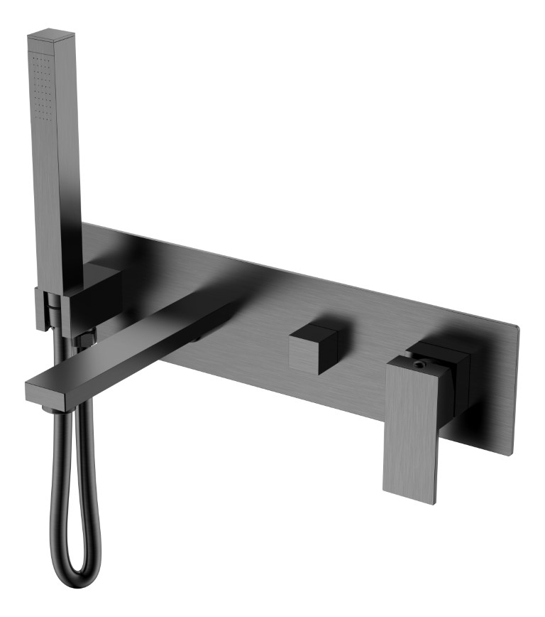 Смеситель для ванны встроенный Qubic Matt Gun Metal Смеситель для ванны встроенный Qubic Matt Gun Metal