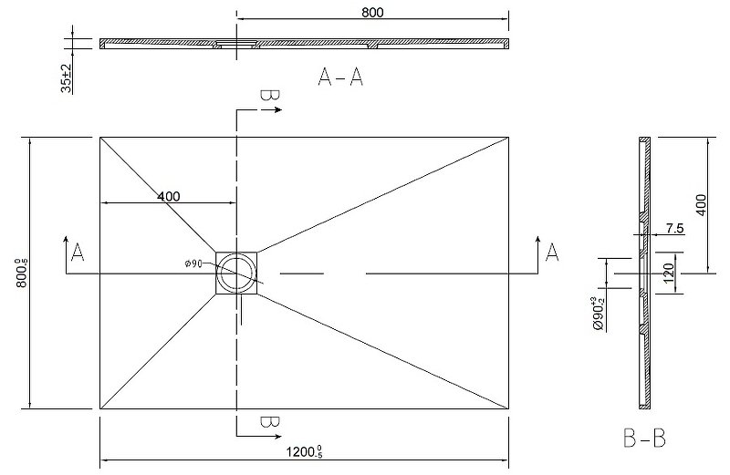 Поддон для душа из искусственного камня VST-2SR8012W, 1200*800*35, белый матовый Поддон для душа из искусственного камня VST-2SR8012W, 1200*800*35, белый матовый