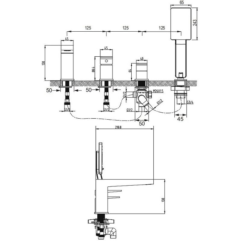 Смеситель на борт ванны OMNIRES FRESH FR7132CR (хром) Смеситель на борт ванны OMNIRES FRESH FR7132CR (хром)