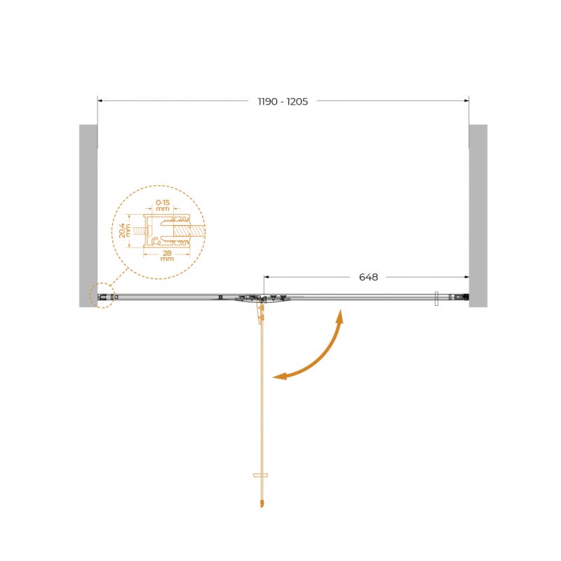 LINER-B-12-90-C-Cr-R Душевой уголок, Условный размер, мм:900x1950 Габариты с диапазоном регулировок, мм:(890-905)x1950  LINER-B-12-90-C-Cr-R Душевой уголок, Условный размер, мм:900x1950 Габариты с диапазоном регулировок, мм:(890-905)x1950