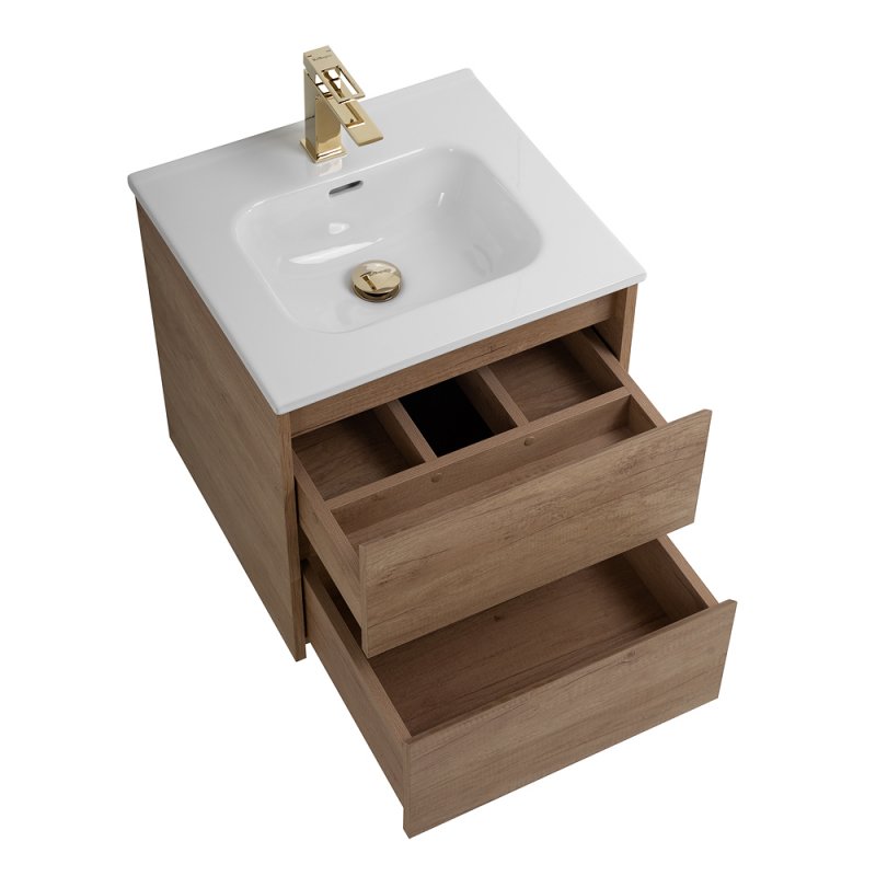 Тумба с раковиной подвесная BelBagno KRAFT 50 Rovere Tabacco, раковина белая Тумба с раковиной подвесная BelBagno KRAFT 50 Rovere Tabacco, раковина белая