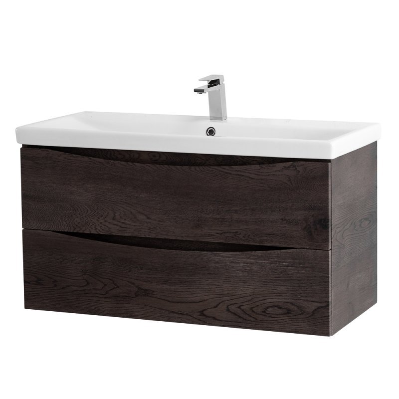 Тумба с раковиной подвесная BelBagno MARINO-CER 80 Rovere Grigio, раковина белая Тумба с раковиной подвесная BelBagno MARINO-CER 80 Rovere Grigio, раковина белая