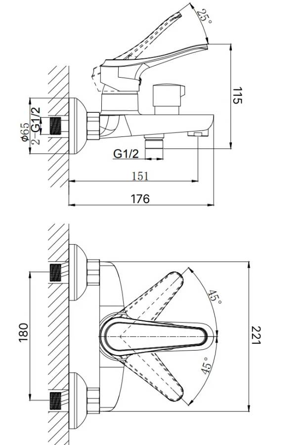 Смеситель для ванны с коротким изливом RUSH Jawa (JA0735-44) Смеситель для ванны с коротким изливом RUSH Jawa (JA0735-44)