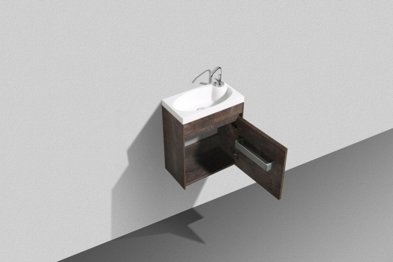 Тумба с раковиной подвесная с дверкой BelBagno PIETRA MINI 46-L Stucco Cemento, раковина белая Тумба с раковиной подвесная с дверкой BelBagno PIETRA MINI 46-L Stucco Cemento, раковина белая