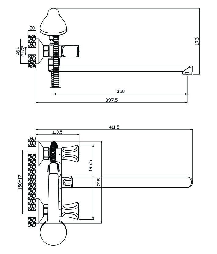 Смеситель д/ванны с длинным изливом VASCO, арт. 27221VS Смеситель д/ванны с длинным изливом VASCO, арт. 27221VS