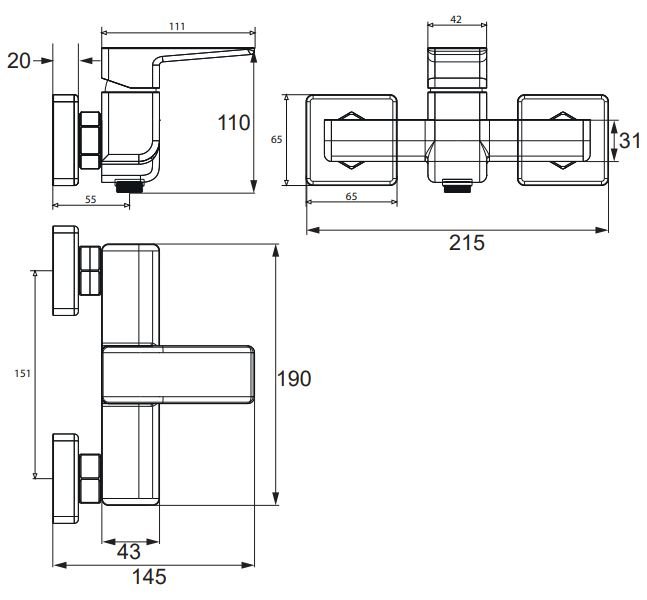 Смеситель для душа OMNIRES PARMA PM7440CR (хром) Смеситель для душа OMNIRES PARMA PM7440CR (хром)