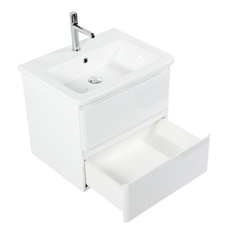 Тумба с раковиной подвесная  BelBagno ALBANO-CER 60 Bianco Lucido, раковина белая Тумба с раковиной подвесная  BelBagno ALBANO-CER 60 Bianco Lucido, раковина белая