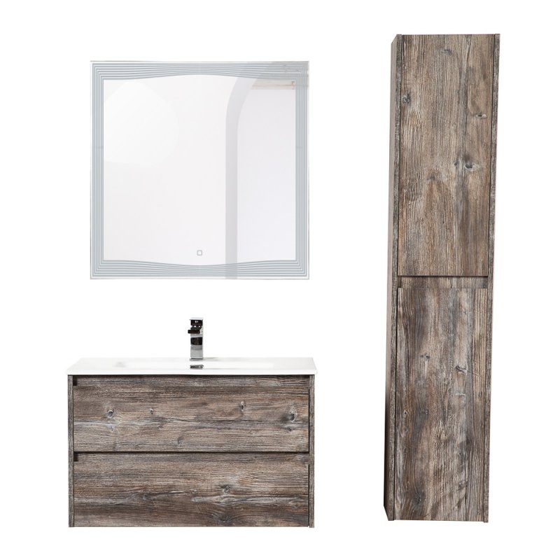 Тумба с раковиной подвесная BelBagno KRAFT 100 Cemento Grigio, раковина белая Тумба с раковиной подвесная BelBagno KRAFT 100 Cemento Grigio, раковина белая