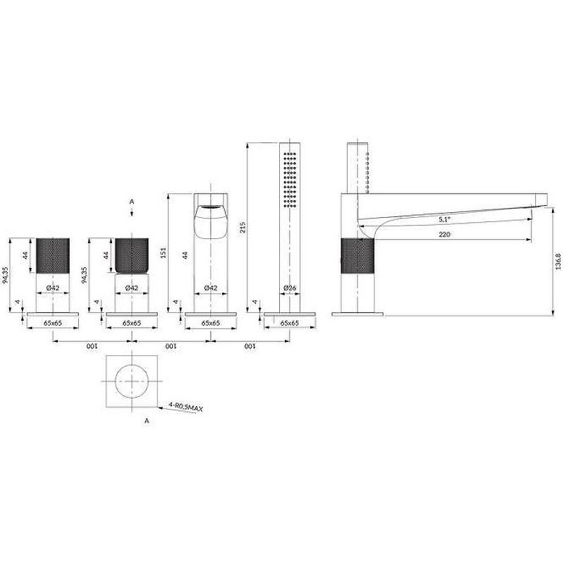 Смеситель на борт ванны OMNIRES CONTOUR CT8032GLB (брашированное золото) Смеситель на борт ванны OMNIRES CONTOUR CT8032GLB (брашированное золото)