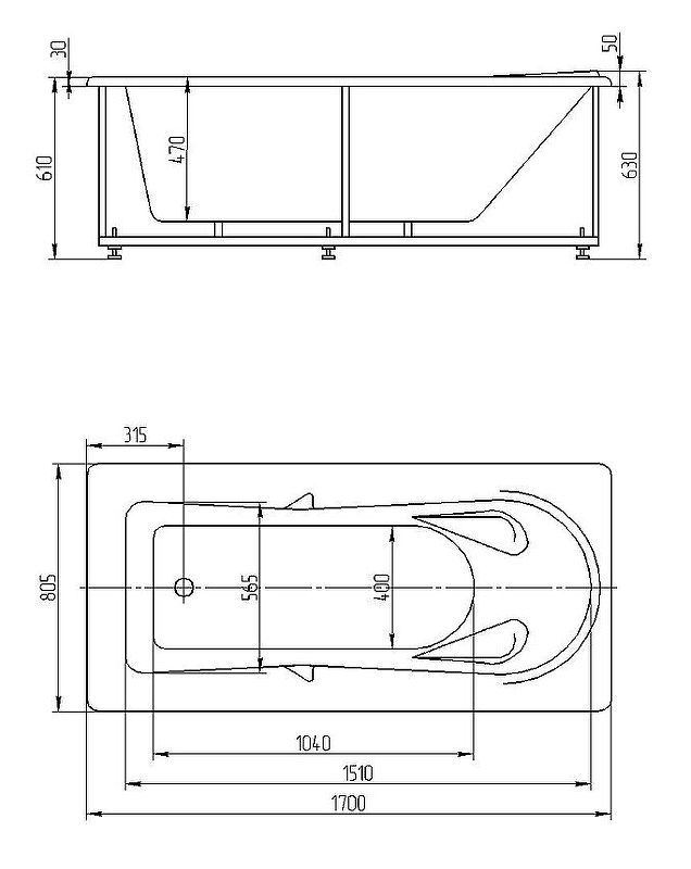 Акриловая ванна Акватек Леда 170х80 LED170-0000047 Акриловая ванна Акватек Леда 170х80 LED170-0000047