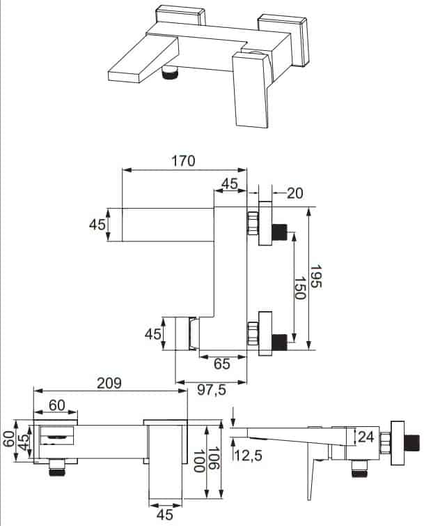 Смеситель для ванны OMNIRES FRESH FR7130CR (хром) Смеситель для ванны OMNIRES FRESH FR7130CR (хром)