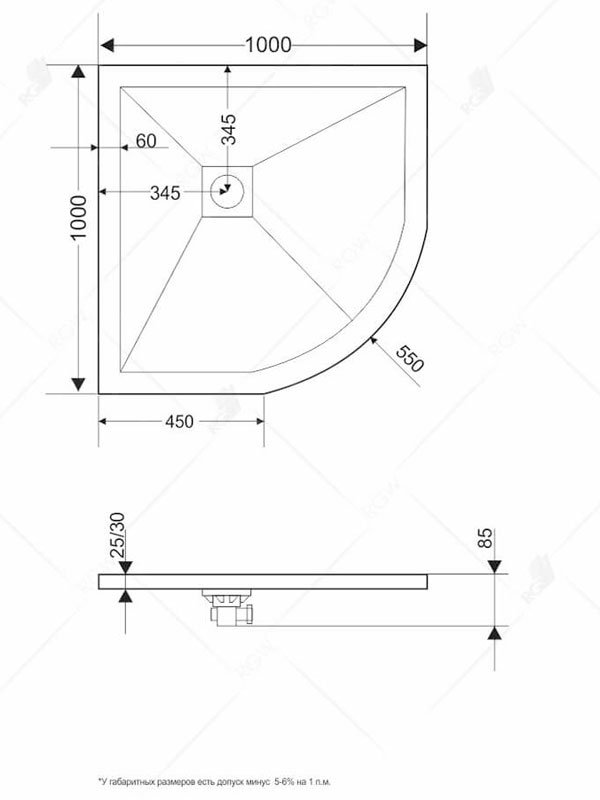 Душевой поддон RGW ST/R-W 100 x 100 см, четверть круга, из искусственного камня, белый, 16153100-01 Душевой поддон RGW ST/R-W 100 x 100 см, четверть круга, из искусственного камня, белый, 16153100-01