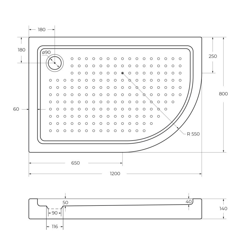 Акриловый поддон CEZARES TRAY-A-RH-100/80-550-15-W-R Акриловый поддон CEZARES TRAY-A-RH-100/80-550-15-W-R