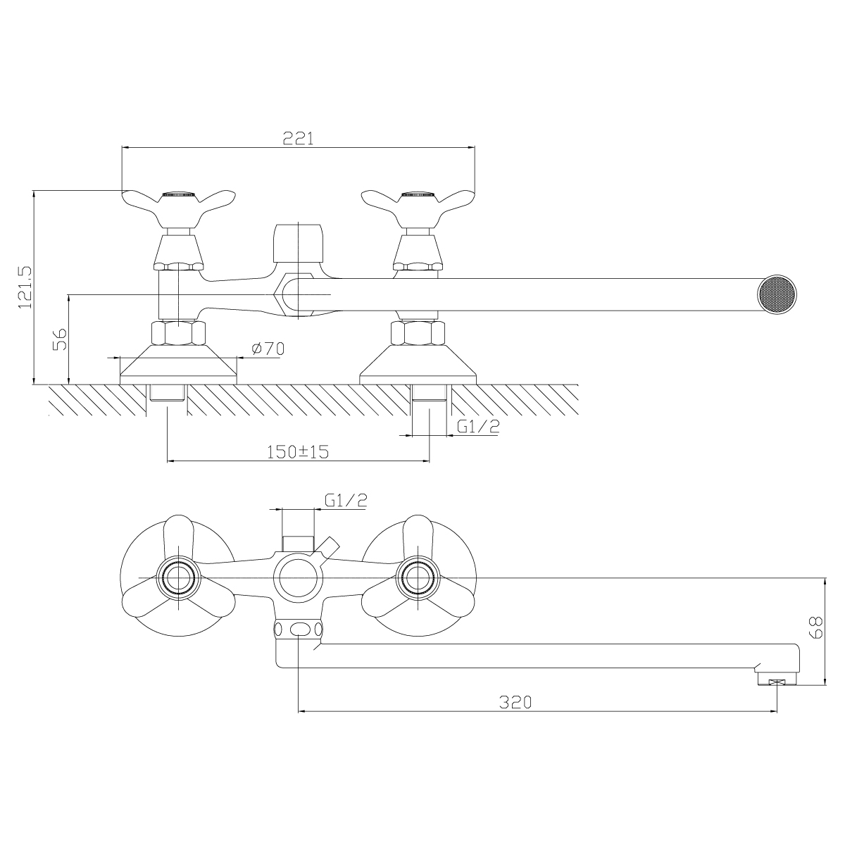 Смеситель Rossinka Q02-80 для ванны универсальный Смеситель Rossinka Q02-80 для ванны универсальный