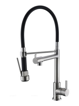 Смеситель для кухни с поворотным и гибким изливом, нержавеющая сталь, исполнение сатин BB-LAM50-IN