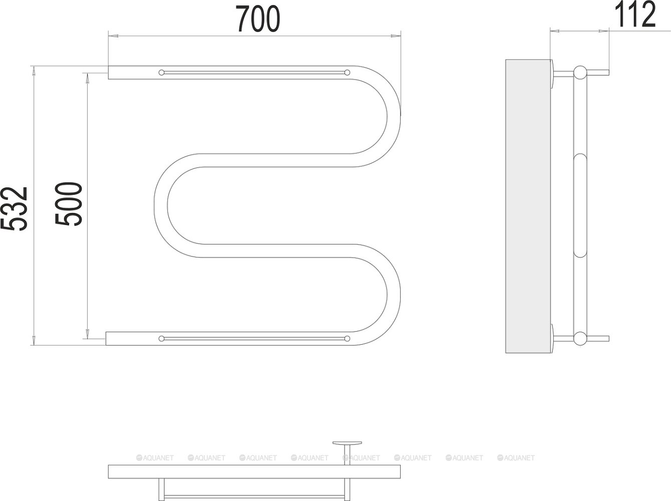 Полотенцесушитель Terminus М-образный с/п (1") 500х700 Полотенцесушитель Terminus М-образный с/п (1") 500х700