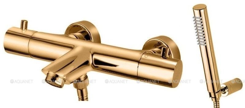 Смеситель для ванны Paffoni Light LIQ023HG с душем, золото медовое Смеситель для ванны Paffoni Light LIQ023HG с душем, золото медовое