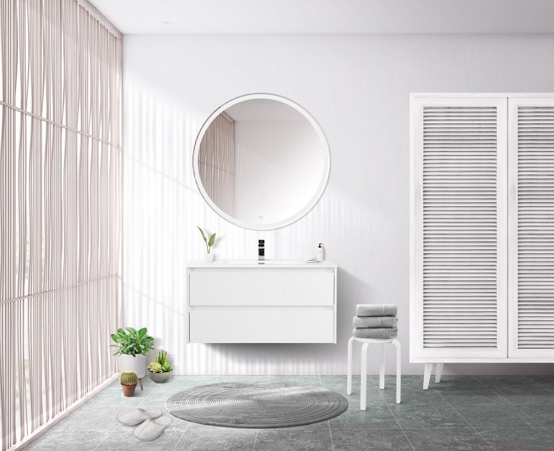 Тумба с раковиной подвесная BelBagno KRAFT 100 Cemento Grigio, раковина белая Тумба с раковиной подвесная BelBagno KRAFT 100 Cemento Grigio, раковина белая