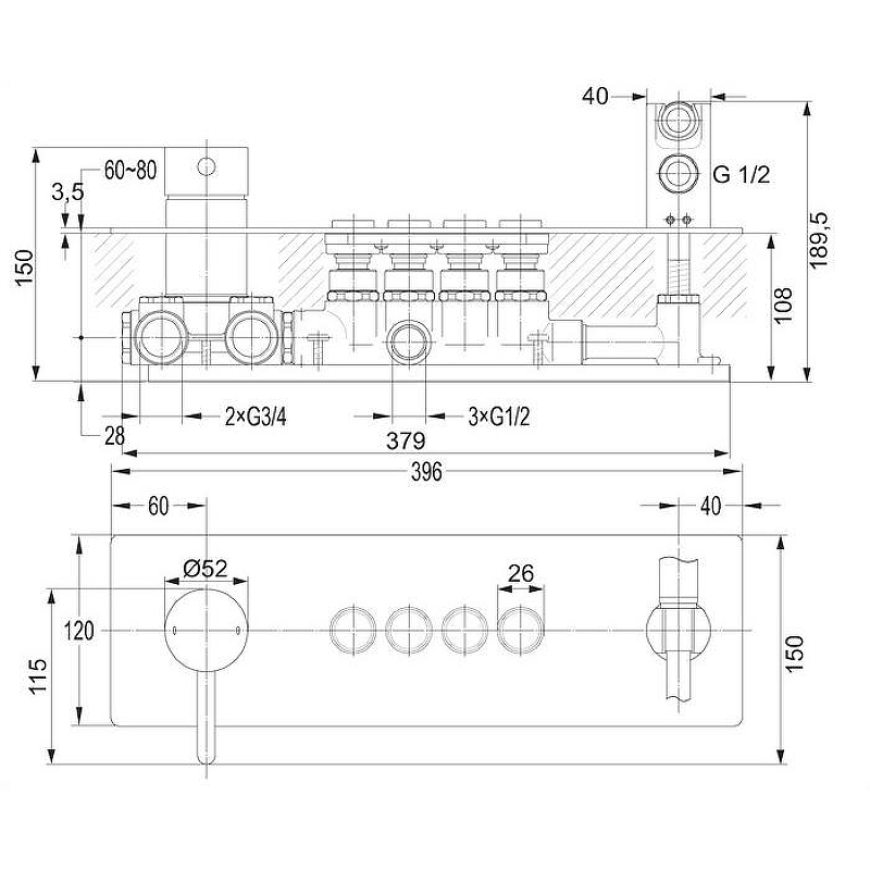 Смеситель скрытого монтажа со встроенным душем OMNIRES Y Y1239_1GCCR (хром) Смеситель скрытого монтажа со встроенным душем OMNIRES Y Y1239_1GCCR (хром)